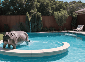 Hipopotamul a transformat piscina în cadă XXL: Salvarea animalului, creativă dar distructivă