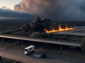 Incendiu camion pe autostrada A14 în Germania: Nor toxic și blocaj major de trafic