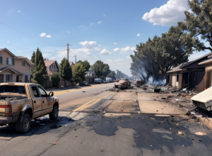 Camion explodat în mers lângă Chicago: Momentul șocant, surprins de o cameră de supraveghere