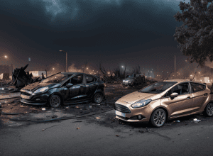 Incendiu în Rostock, Germania: Un Ford Fiesta și Bunuri Distruse, Pagube de Mii de Euro