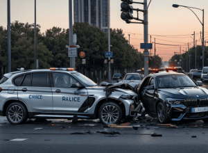 Accident grav în Hanau: BMW a lovit un stâlp de semafor, șoferul a fugit, pasagerii sunt grav răniți
