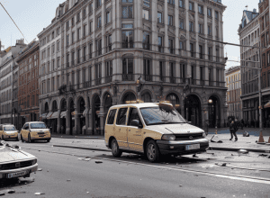 Accident în Ulm: Un Audi a intrat în coliziune cu un tramvai, doi răniți