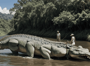 Salvare impresionantă pe râul Batu Pahat: 12 bărbați și pompieri au imobilizat un crocodil gigant de 400 kg