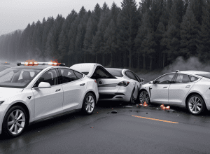 Accident mortal în Germania: Un șofer de Tesla a intrat sub un camion pe autostrada A1 și a murit pe loc