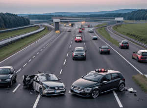 Accident grav pe autostrada A2 din Germania: Un VW Golf a lovit un TIR în timpul depășirii, șoferul este grav rănit