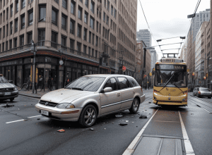 Accident la Stuttgart: O mașină a intrat în coliziune cu un tramvai, șoferița rănită