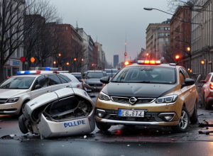 Accident grav în Kiel: Două mașini Opel și VW s-au ciocnit, doi șoferi răniți grav
