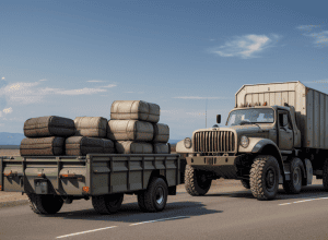 Vameșii germani au oprit pe A2 un camion cu un vehicul amfibiu din Al Doilea Război Mondial