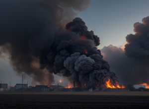 Incendiu major la un depozit de deșeuri din Germania: Focul a ars ore în șir în Schortens