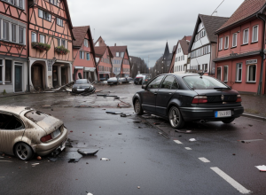 Șofer beat a provocat un accident în Germania: a lovit un stâlp și un gard