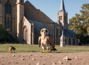 În Lübeck, Germania, trecătorii au salvat un șoim tânăr căzut din cuib