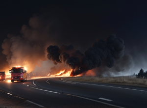 Incendiu pe autostrada A45 din Germania: O mașină a ars complet, provocând blocarea traficului