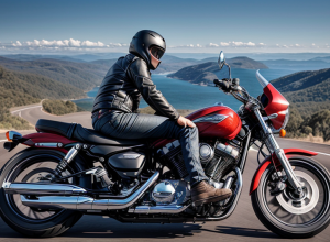 Călătorie periculoasă în Australia: Motociclistă prinsă cu un câine legat de piept