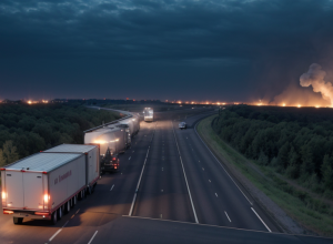Incendiu la un TIR cu peleți pe A7 în Germania: Autostrada blocată lângă Bad Bramstedt