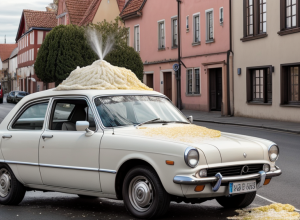 Bătaie în Germania după ce un bărbat a dat cu maioneză pe o mașină