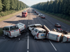Accident Grav în Germania: Un TIR s-a răsturnat pe drumul B290, trei persoane rănite