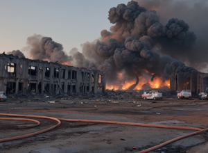 Incendiu devastator în Germania: O hală de producție din Werther, complet distrusă de flăcări