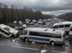Accident grav în Germania: O furgonetă a intrat într-un autocar la semafor roșu, șoferul este rănit grav