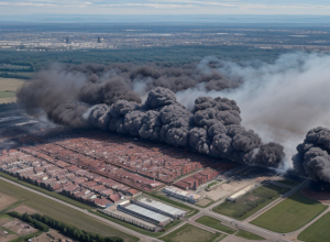 Incendiu major la un depozit în Velbert, Germania: fum gros și străzi blocate