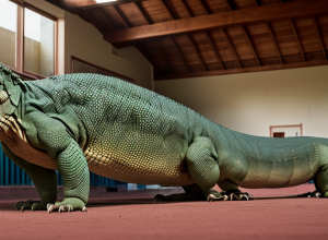 Panică la școală: Un varan de 1,5 metri a intrat în sala de sport în timpul competiției