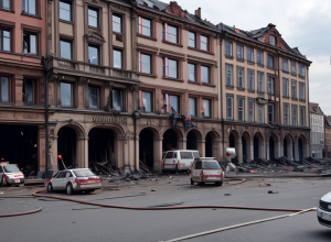 Incendiu major în Mainz: O clădire secundară a fost cuprinsă de flăcări, o persoană spitalizată