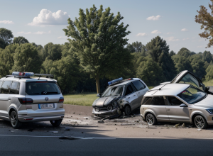 Accident incredibil în Germania: o mașină a zburat 50 de metri pe autostrada A66
