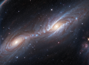 Telescopul ESO a surprins imagini spectaculoase cu "lupta" a două galaxii în spațiu