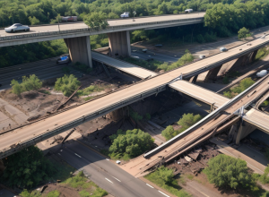 Scene șocante în Texas: Un pod s-a prăbușit, dar mașinile continuă să circule alături