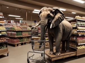 Elefantul a dat "spargere" într-un supermarket: Gigantul înfometat a intrat la cumpărături