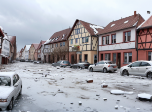 Furtună violentă cu grindină în Germania: Bucăți de gheață au căzut din cer în Baden-Württemberg, provocând pagube majore