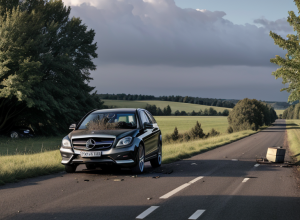 Accident grav în Germania: Un Mercedes s-a răsturnat în Districtul Sömmerda, șoferul rănit grav