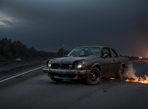 Mașină Fiat a ars complet în Germania după o posibilă defecțiune tehnică