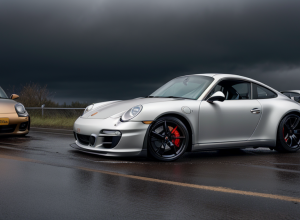 Accident spectaculos în Germania: Șofer de 69 de ani a distrus un Porsche 911 pe șosea umedă