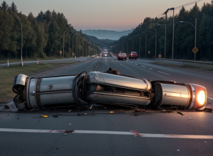 Accident grav lângă Freiburg: Șofer (28) prins sub influența drogurilor după ce s-a răsturnat pe B317
