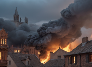 Incendiu major în orașul vechi din Germania: Clădiri prăbușite, pagube de milioane