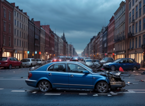 Accident grav în Dortmund: Mașină intrată pe contrasens a lovit vehicule parcate