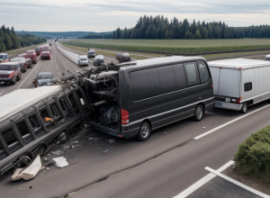 Accident șocant în Germania: Microbuz târât 500 de metri sub un tir pe autostrada A2