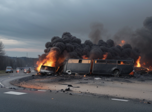 Incendiu devastator pe autostrada A3 din Germania: O autorulotă a ars complet, blocând traficul