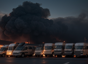 Val de incendiari în Berlin: Zeci de furgonete Telekom și Amazon distruse, suspectați extremiștii de stânga