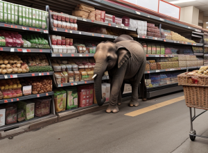 Un elefant a intrat într-un supermarket: Vizita neașteptată a unui cumpărător gigantic