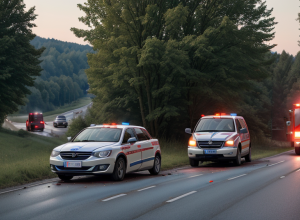 Accident grav în Germania: Un șofer de 20 de ani a pierdut controlul și a lovit o mașină pe contrasens pe drumul K 12