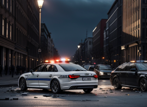 Şofer de 17 ani pe Audi a provocat o urmărire în Berlin şi a lovit o maşină de poliţie: doi poliţişti răniţi