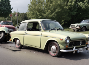 Accident grav în Germania: Un Trabant s-a răsturnat într-un sens giratoriu din Meiningen, șoferul este rănit serios