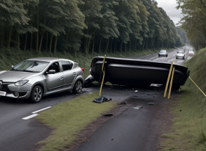 Şofer adormit la volan lângă Weimar: Renault s-a răsturnat, există un rănit