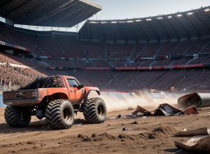 Accident șocant la show-ul de monster truck: Șoferul a zburat cu vehiculul în public