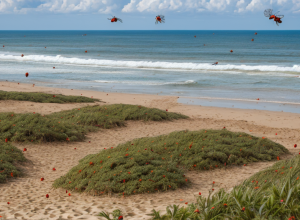 Invazie de buburuze pe plajă în Weston-super-Mare: Milioane de insecte mușcă turiștii