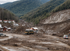 Alunecare de teren masivă a izolat un sat din Alpii Austriei: case distruse, muzeu îngropat