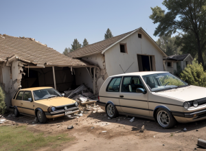 Un VW Golf a intrat în sufrageria unei case în Germania: șoferul rănit, locatarii nevătămați