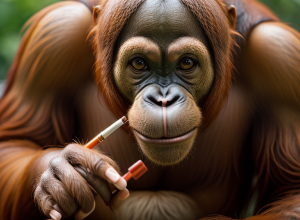 Indignare la zoo: O boxeră din Rusia și-a împărțit țigara electronică cu un urangutan