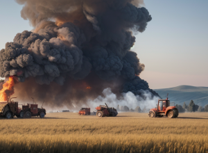 Incendiu masiv în Germania: O presă de balotat a ars pe câmp, provocând pagube de 350.000 euro